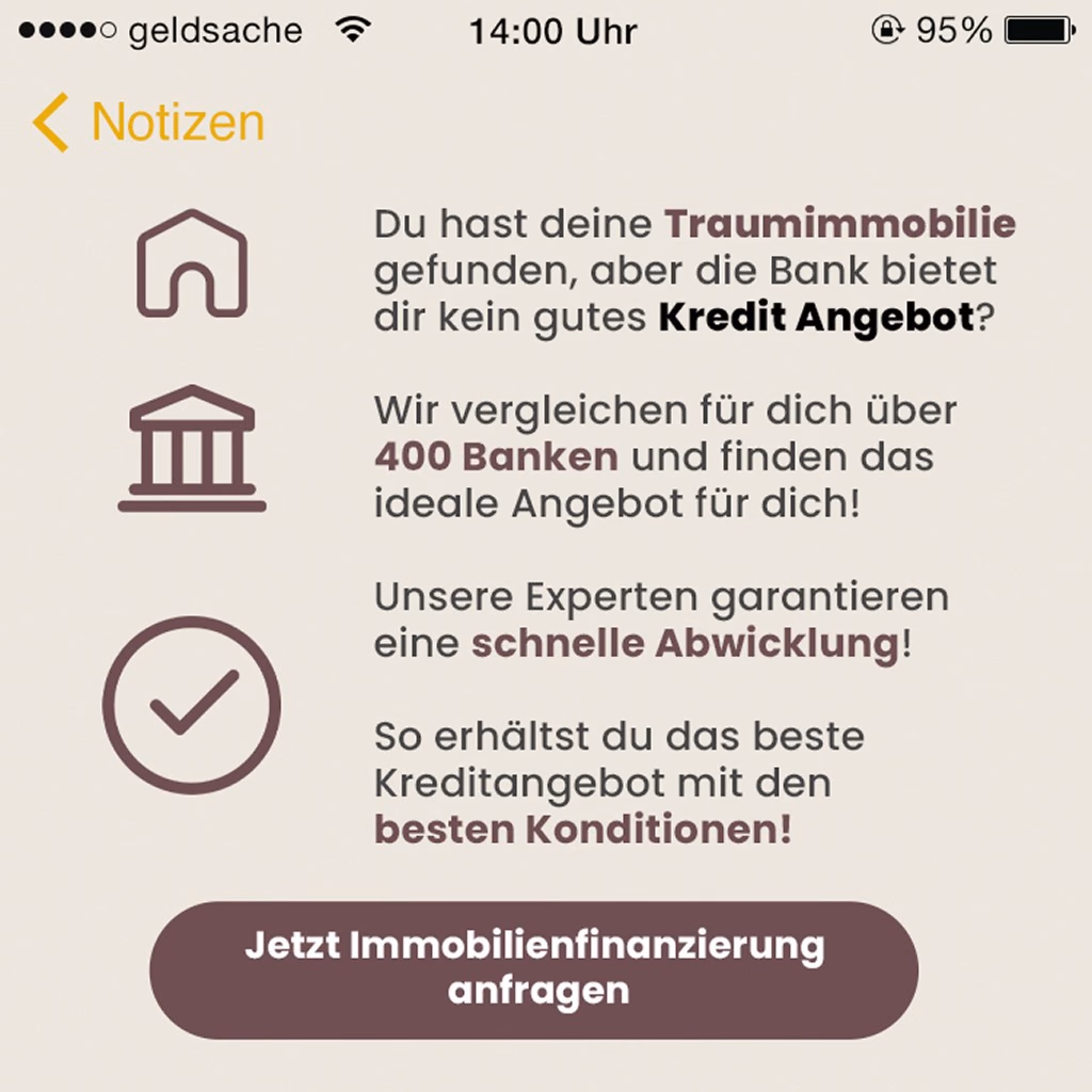 Werbeanzeige Geldsache