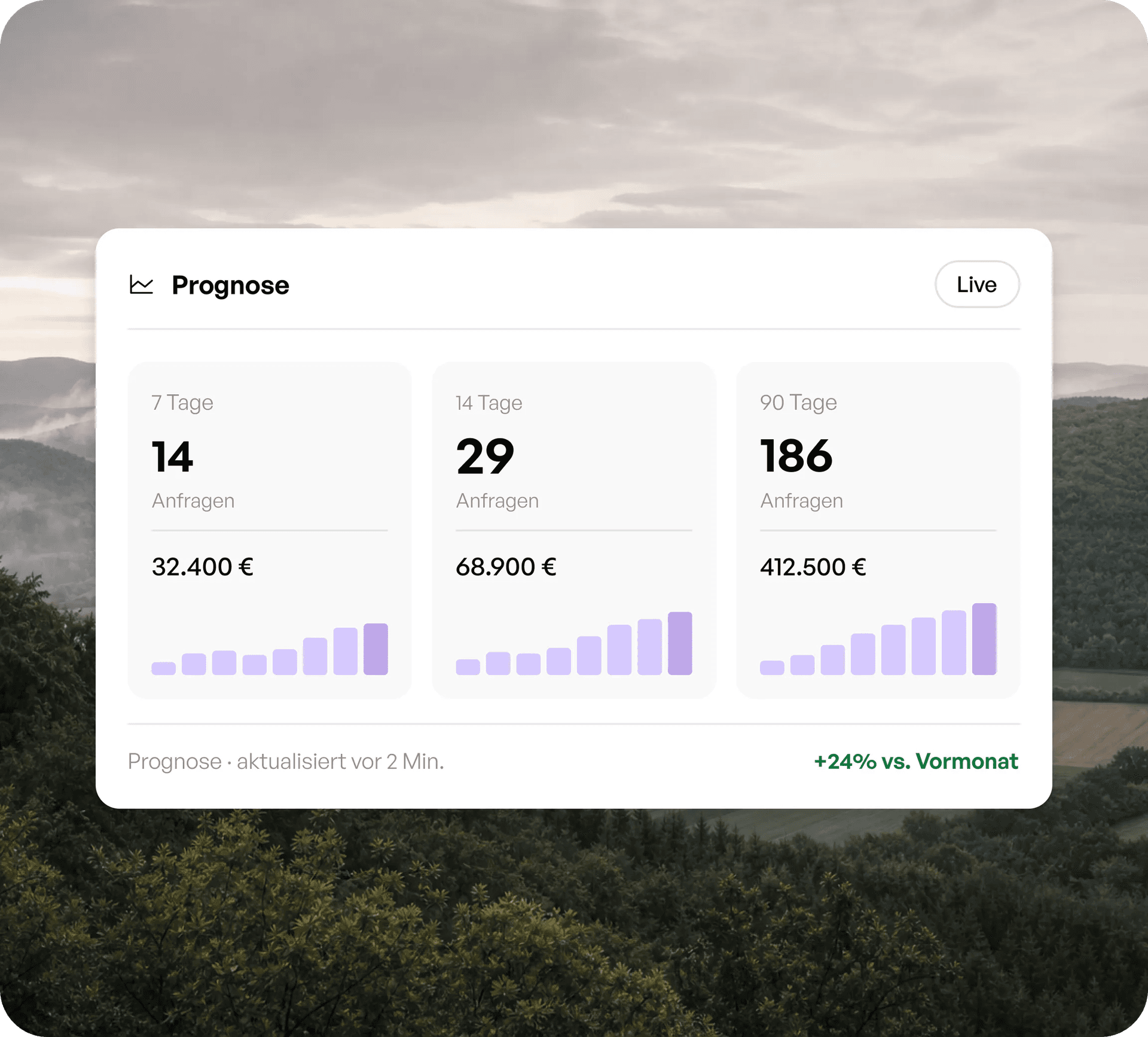 Prognose Dashboard Beispiel einer Hunsrücker Werbeagentur
